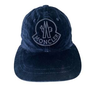 MONCLER Navy Logo Patch Velvet Baseball Cap Hat One Size